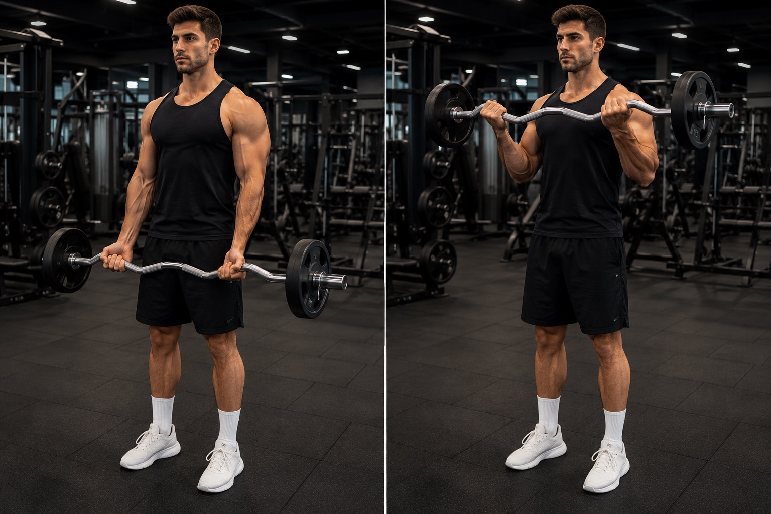 Curl de biceps con barra Z