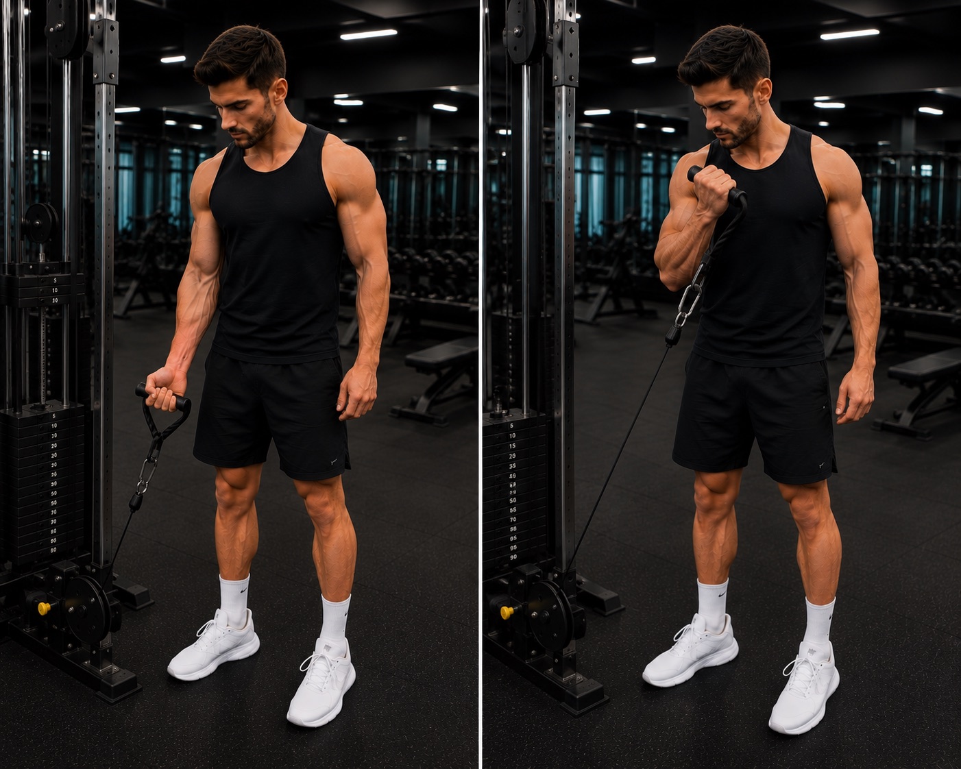 Curl de biceps unilateral en polea
