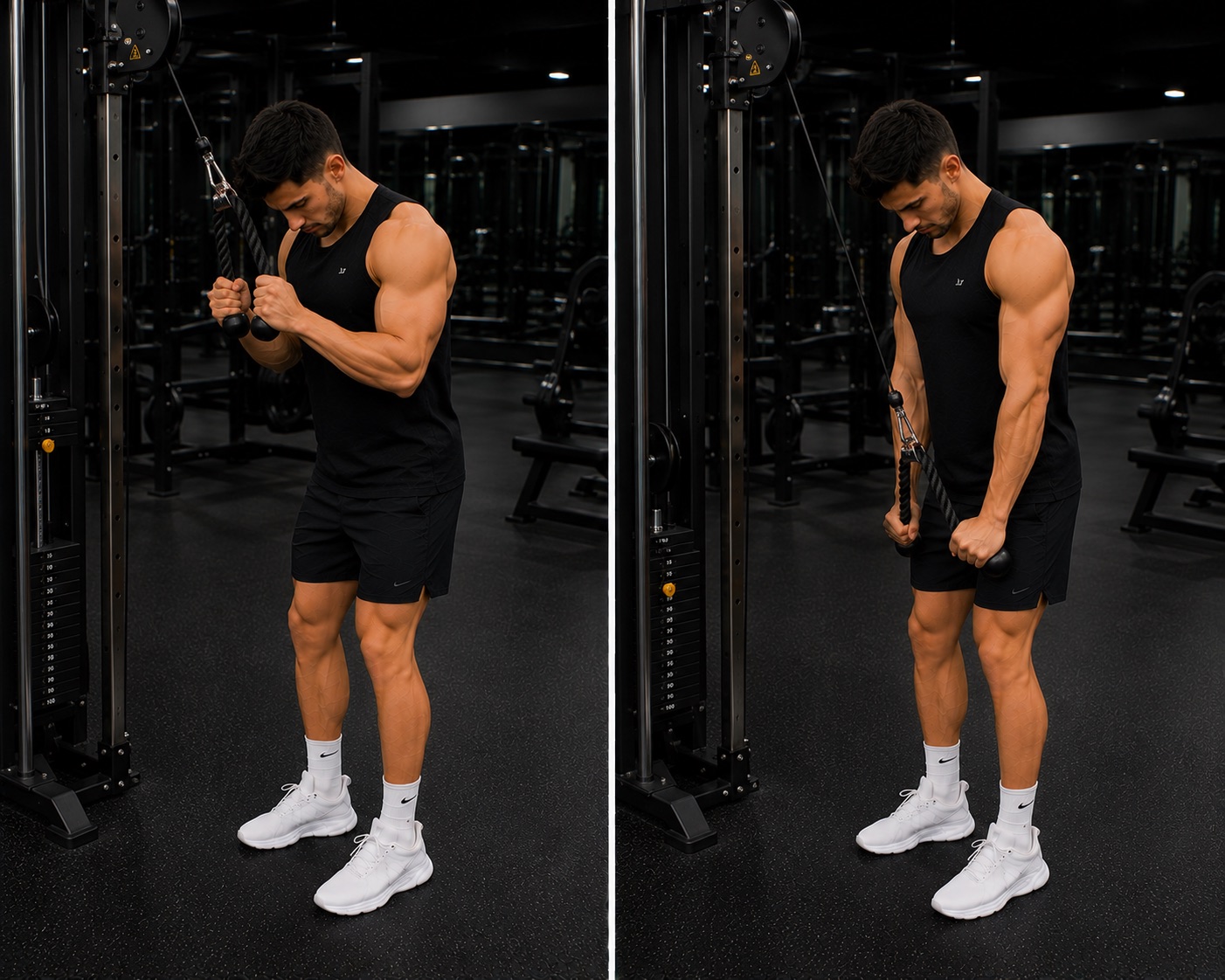Extensiones de triceps en polea con cuerda