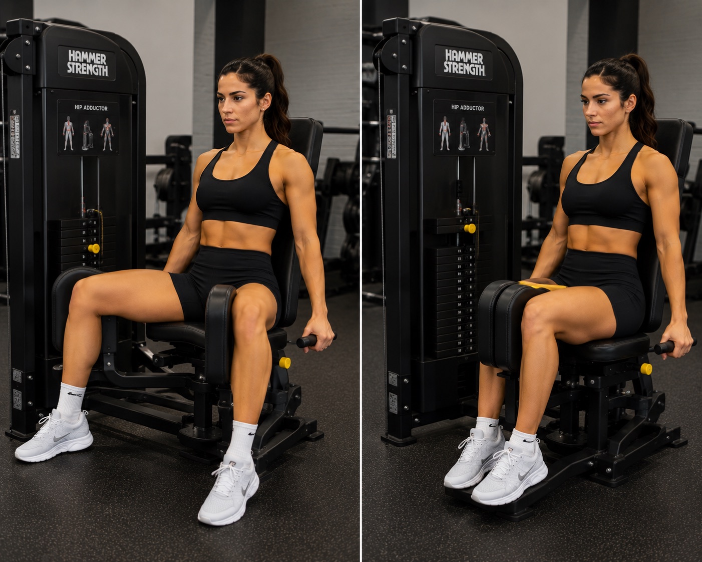 Aductores en maquina hammer strength