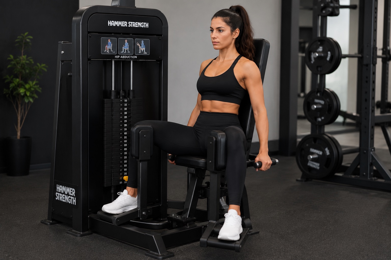 Abductores en maquina hammer strength