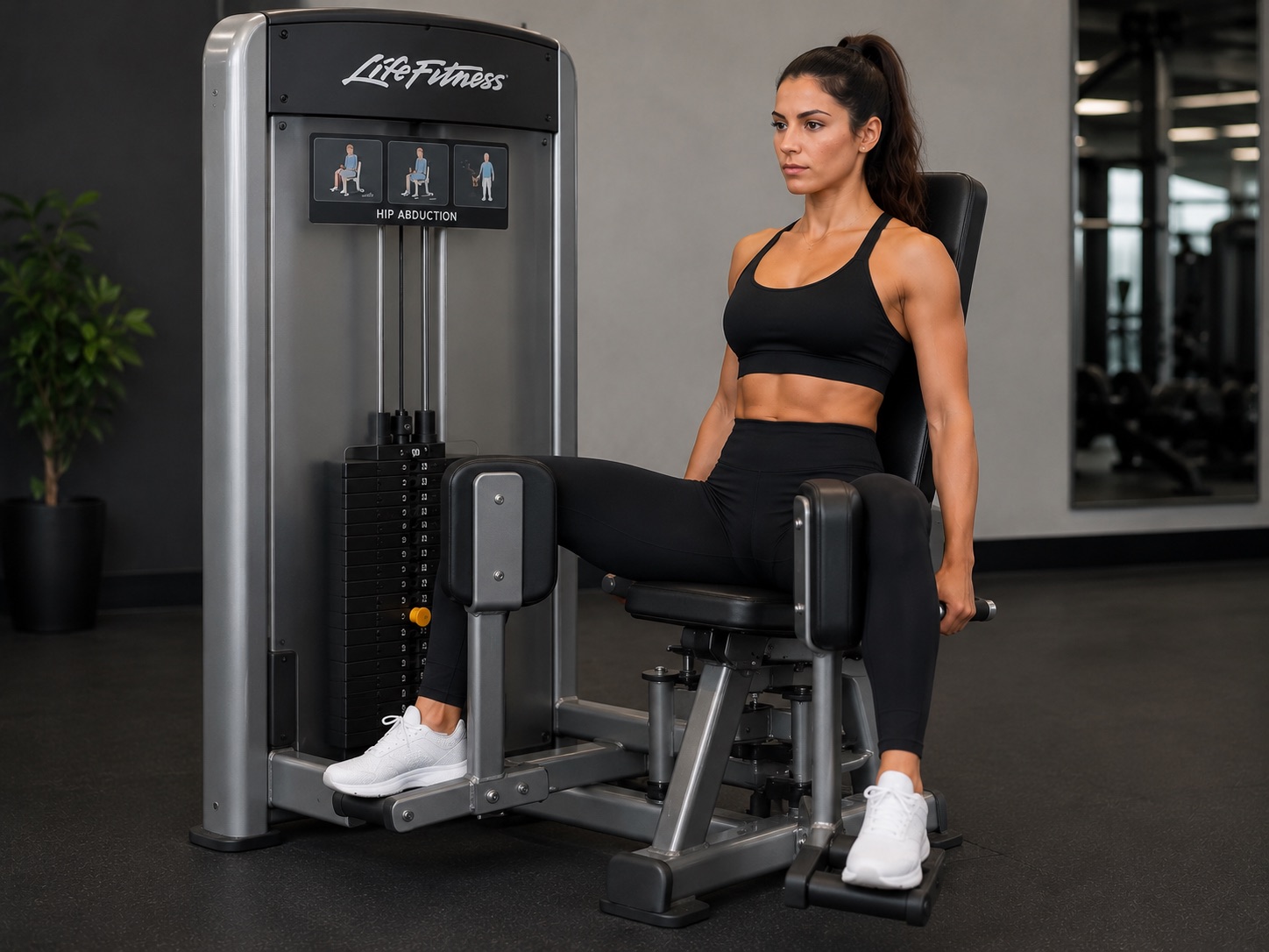 Abductores en maquina life fitness