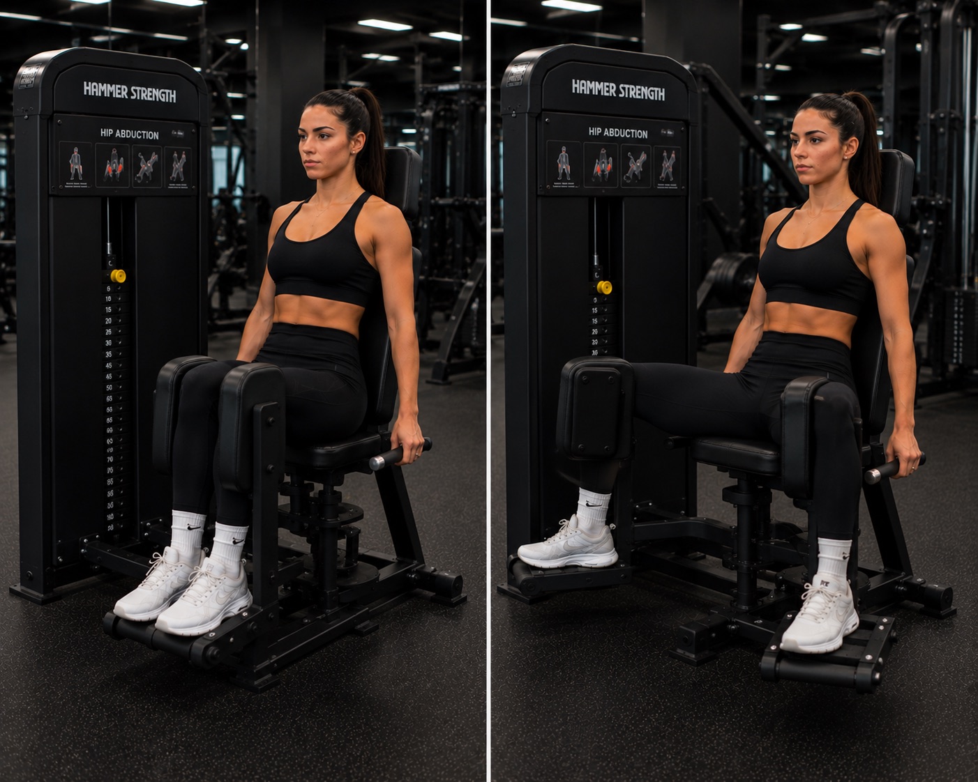 Abduccion de cadera en maquina hammer strengt