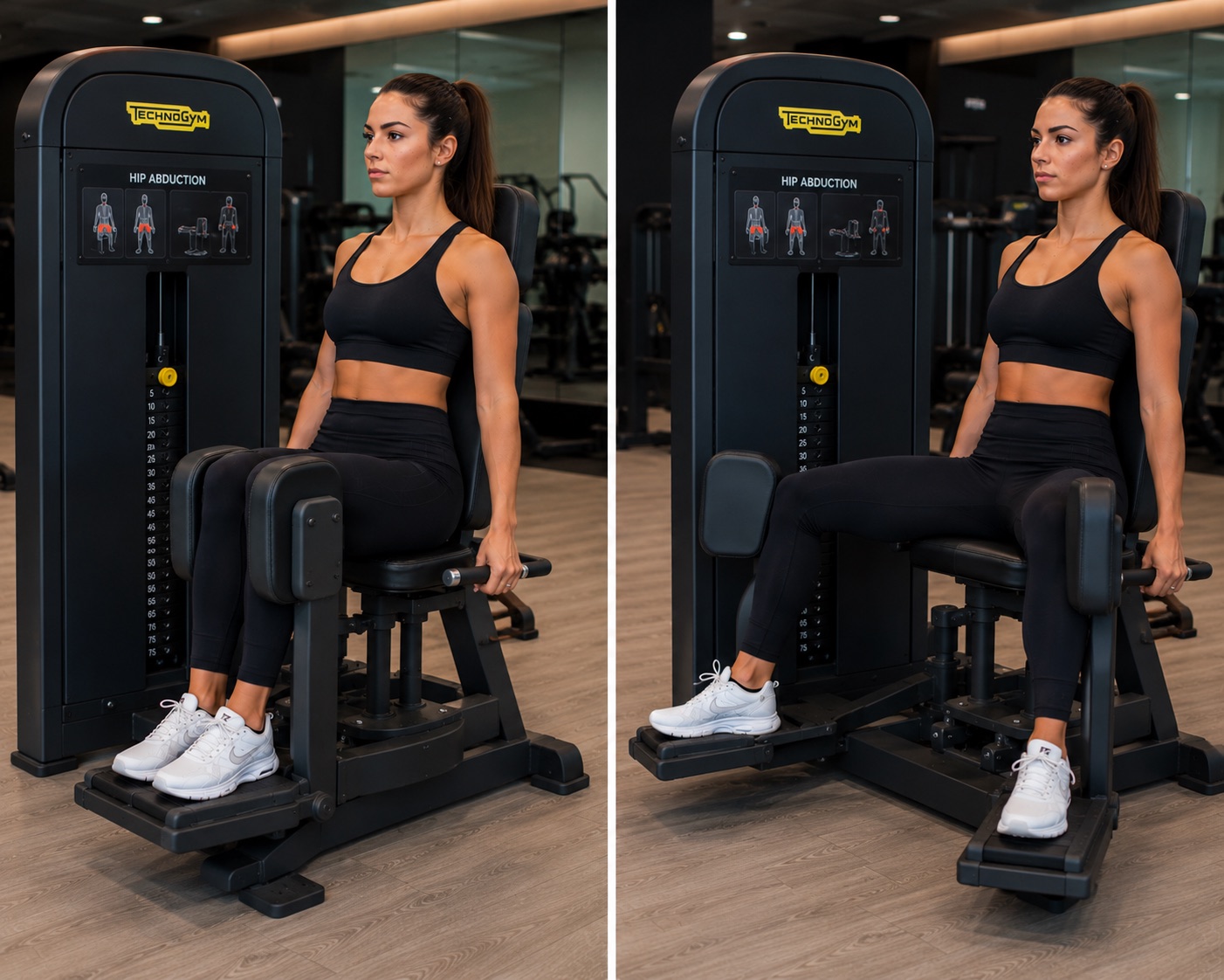 Abduccion de cadera en maquina technogym