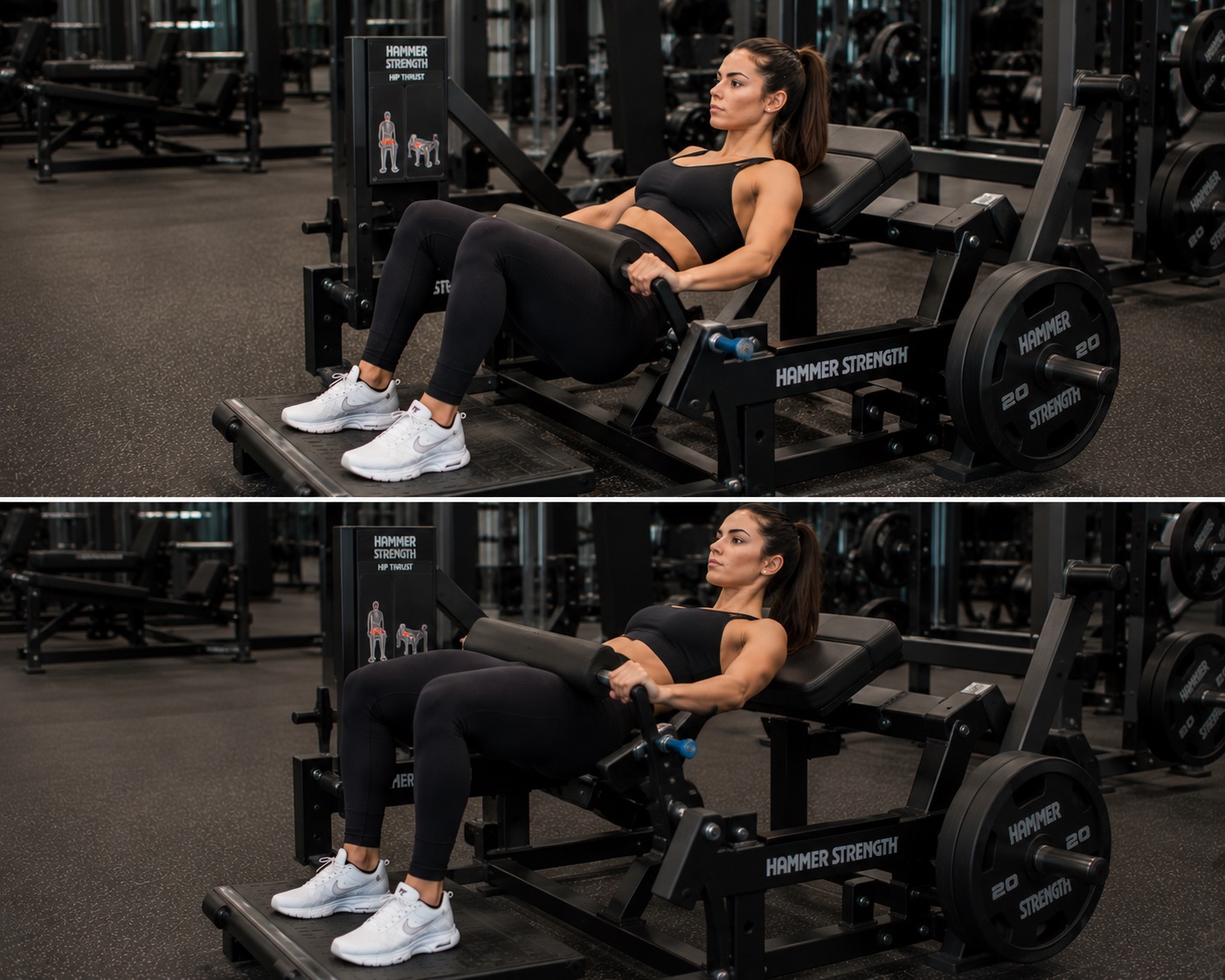 Hip trust en maquina hammer strengt