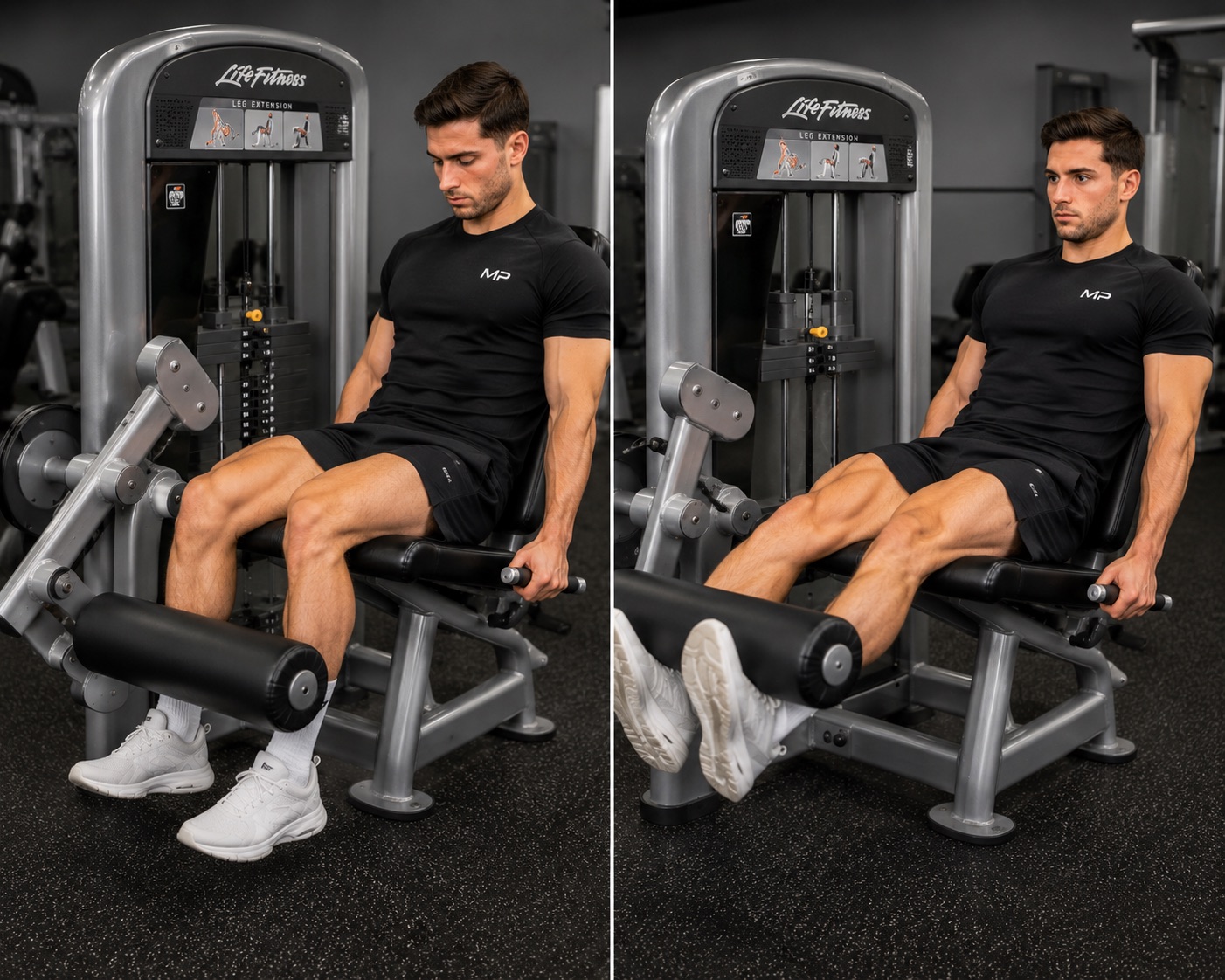 Extension de cuadriceps en maquina life fitness