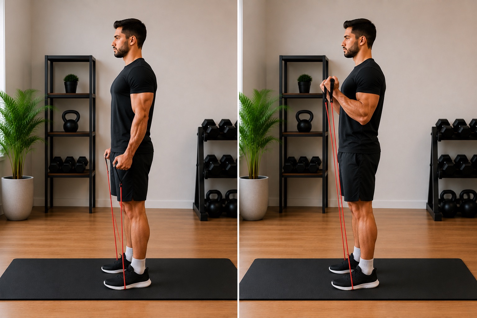 Curl de biceps con banda elastica