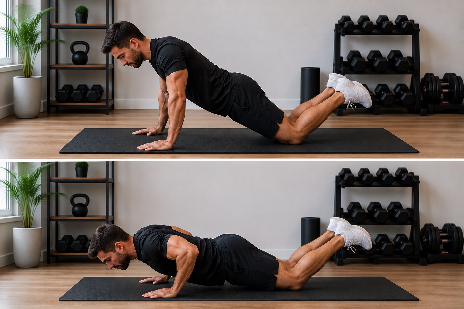Flexiones con rodillas apoyadas